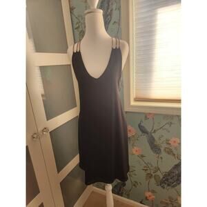 Elegant Black Chain Strap Mini Dress – Open Back Cocktail Party Dress - S